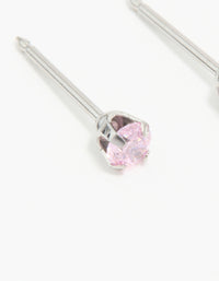 Surgical Stainless Steel 3MM Pink Cubic Zirconia Piercing Stud - link has visual effect only
