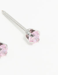 Surgical Stainless Steel 3MM Pink Cubic Zirconia Piercing Stud - link has visual effect only