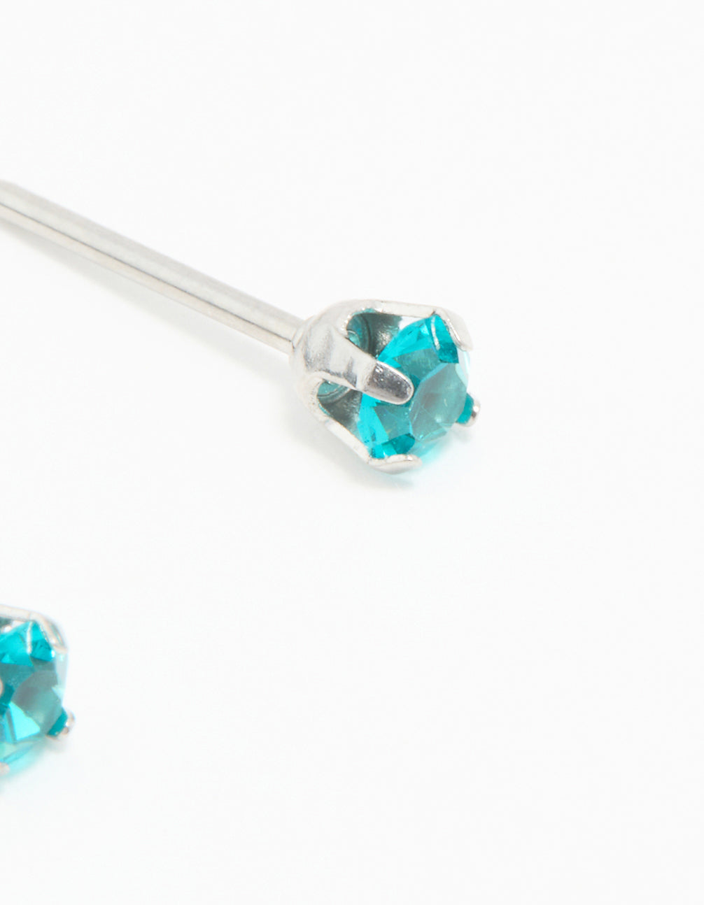 Surgical Stainless Steel Aqua Blue 3MM Cubic Zirconia Piercing Stud