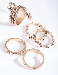 Gold Etched Snake Ring 5 Pack - link has visual effect only