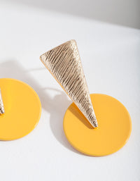 Gold and Mustard Geometric Shape Stud Earrings - link has visual effect only