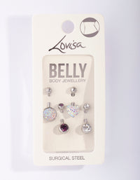 Surgical Steel Mermaid Diamante Belly Bar 4-Pack - link has visual effect only