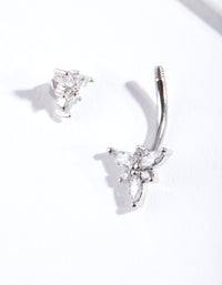 Surgical Steel Marquise Flower Belly Bar - link has visual effect only
