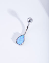 Surgical Steel Dainty Synthetic Opal Belly Bar - link has visual effect only