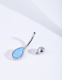 Surgical Steel Dainty Synthetic Opal Belly Bar - link has visual effect only