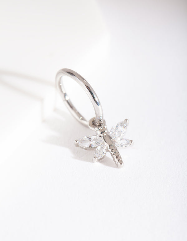 Surgical Steel Dragonfly Charm Clicker Earring