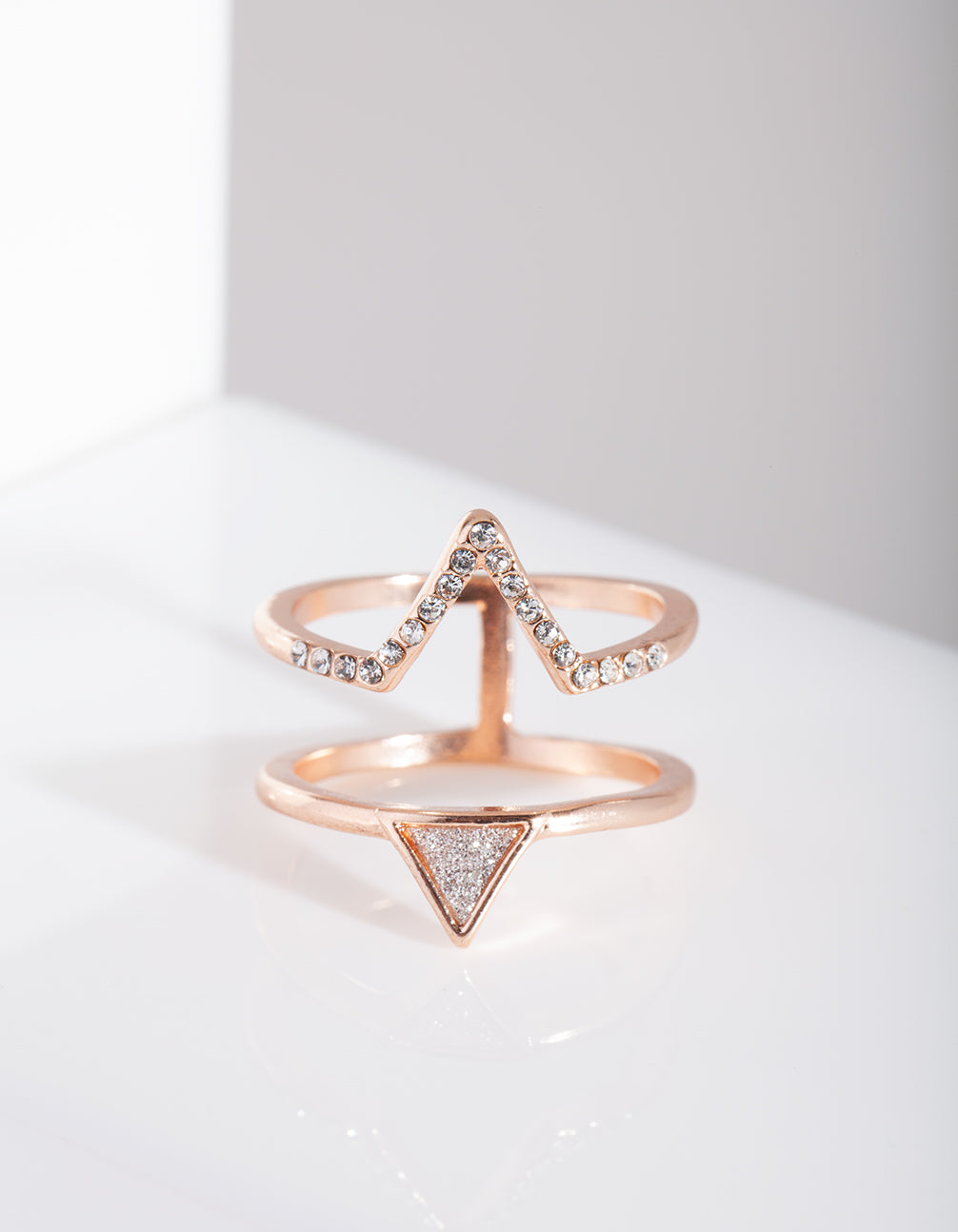 Rose Gold Double Triangle Ring