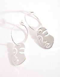 Silver Small Surreal Face Charm Earrings - link has visual effect only
