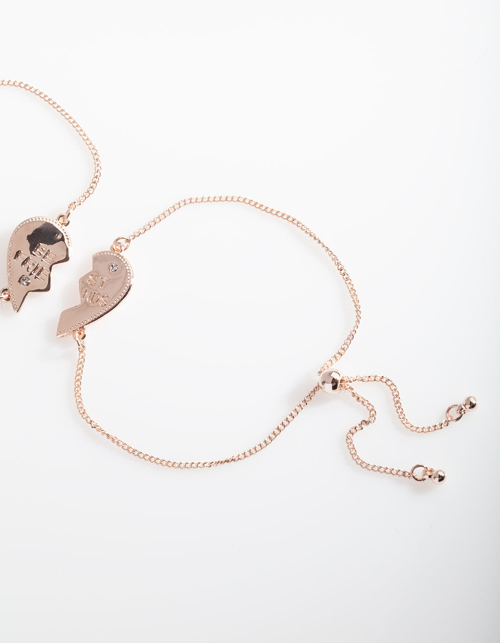 Rose Gold Best Friend Heart Bracelet Set