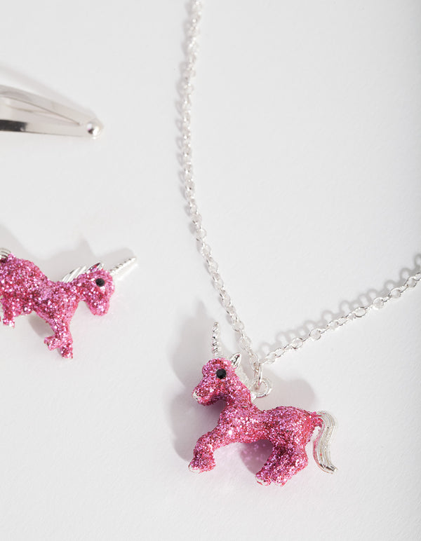 Kids Pink Unicorn Jewellery Set