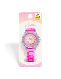 Kids Purple Unicorn Silicone Strap Watch - link has visual effect only