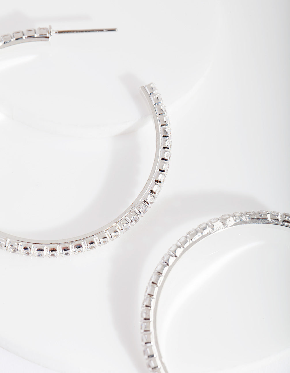 Silver Cubic Zirconia 45mm Hoop Earrings
