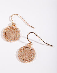 Gold Cubic Zirconia Stamp Earrings - link has visual effect only