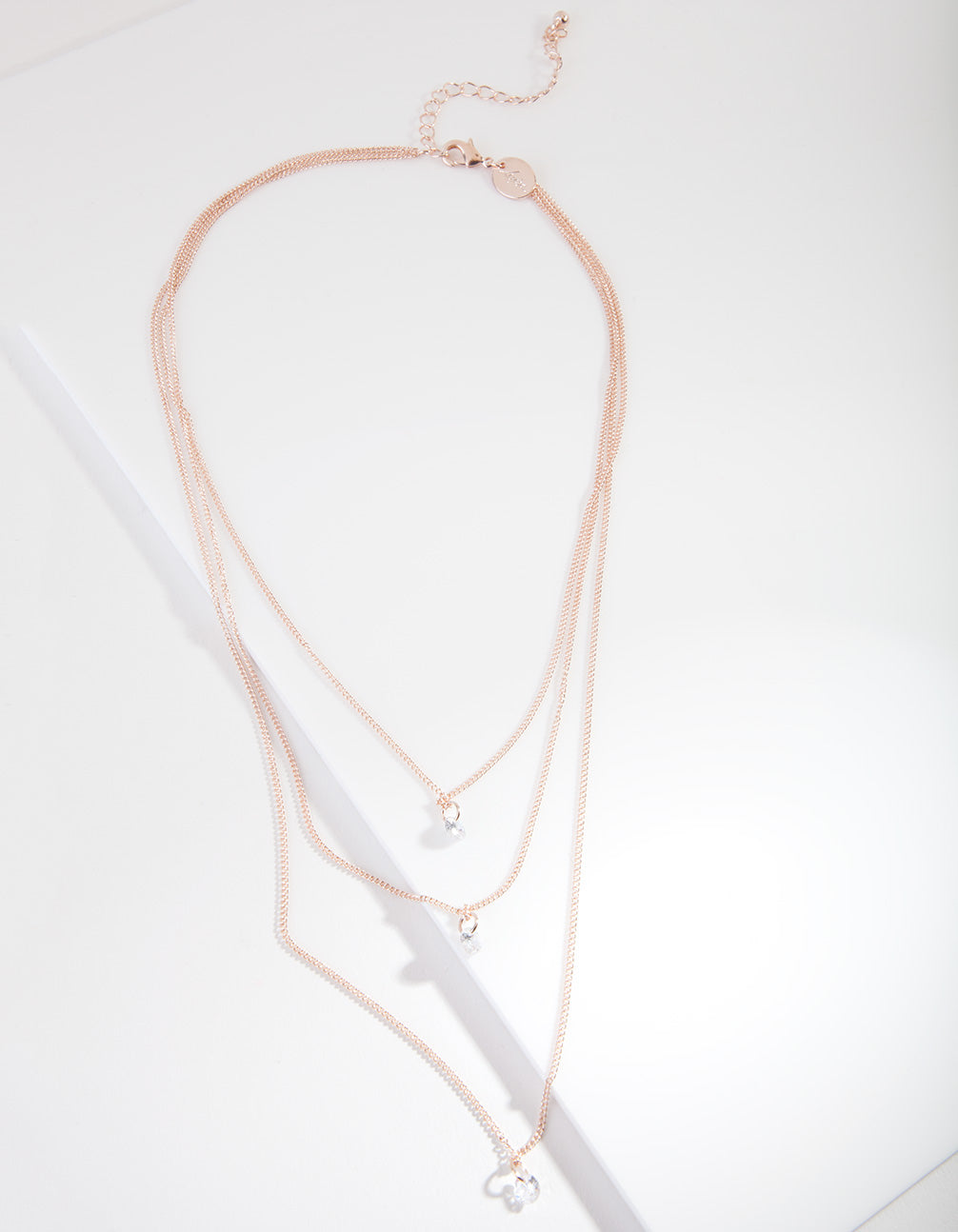 Rose Gold Cubic Zirconia Row Necklace