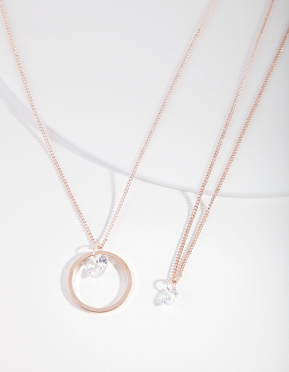 Rose Gold Cubic Zirconia 2 Row Necklace