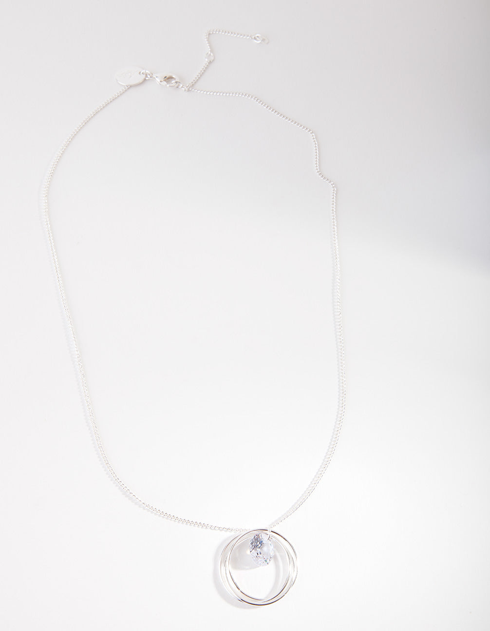 Silver Cubic Zirconia Circle Necklace