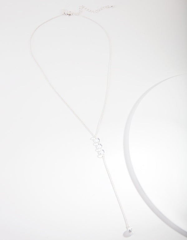 Silver Cubic Zirconia Drop Necklace