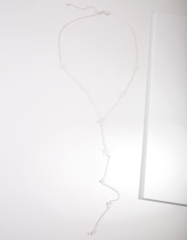 Silver Cubic Zirconia Rope Y Necklace