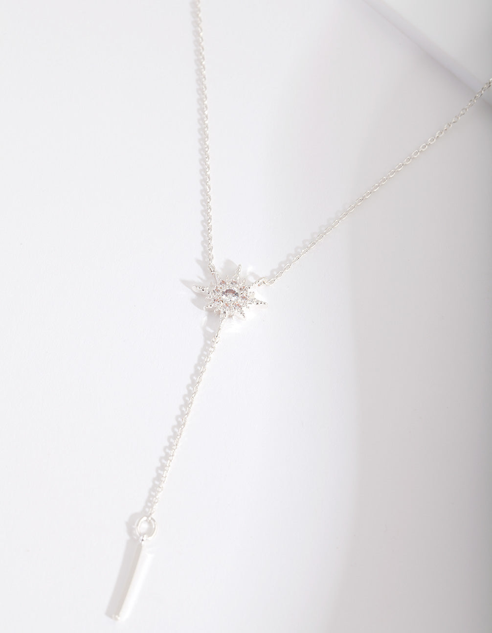 Silver Cubic Zirconia Star Y Necklace