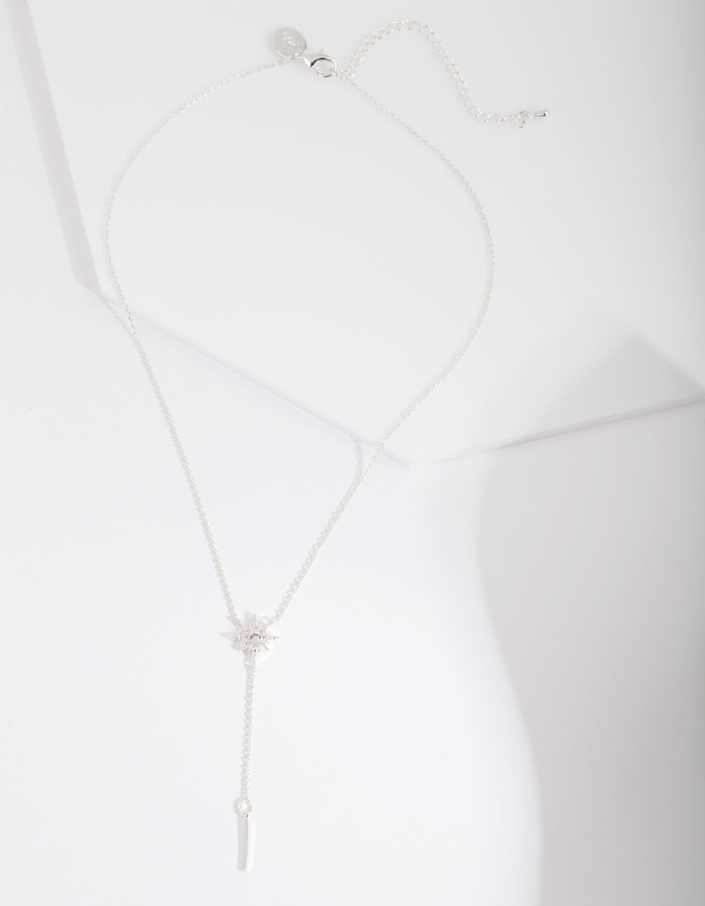 Silver Cubic Zirconia Star Y Necklace