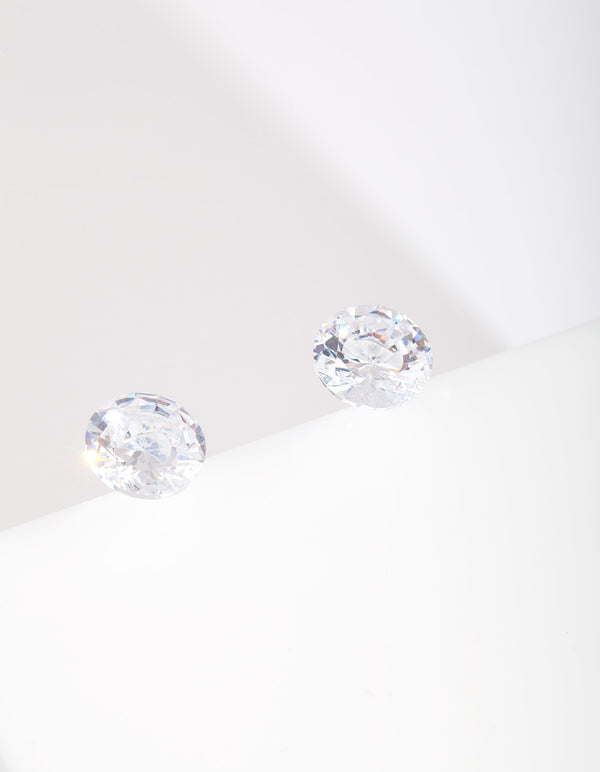 Silver Circle Cubic Zirconia Stud Earrings
