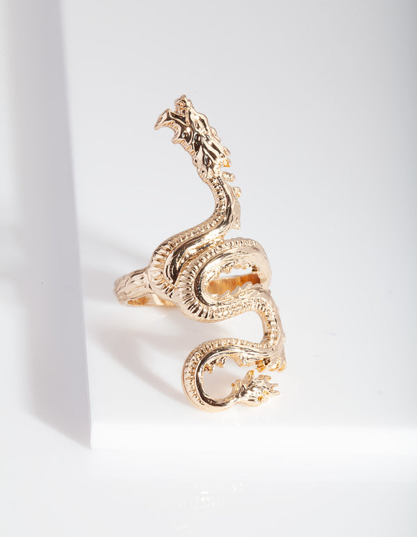 Gold Etched Dragon Ring