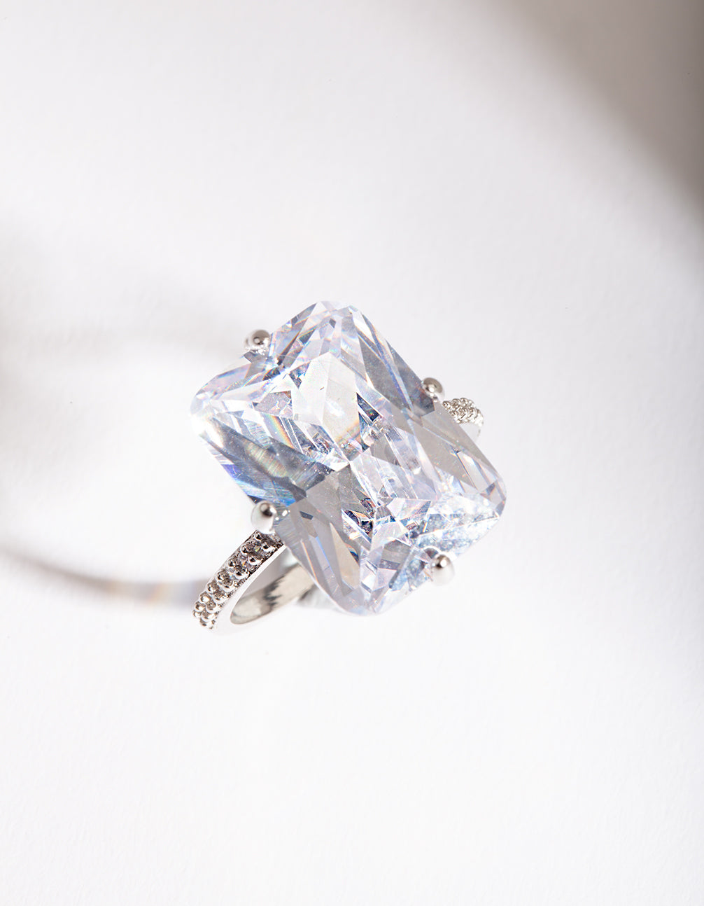 Silver Rectangle Celebrity Engagement Ring