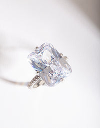 Silver Rectangle Celebrity Engagement Ring - link has visual effect only