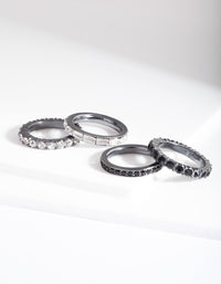 Black Stone Gunmetal Ring Stack - link has visual effect only