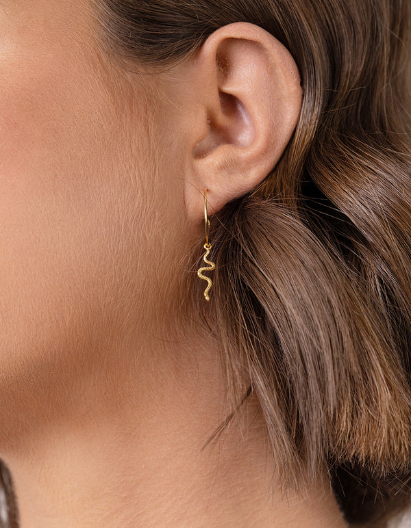 Gold Plated Sterling Silver Snake Hoop Earrings