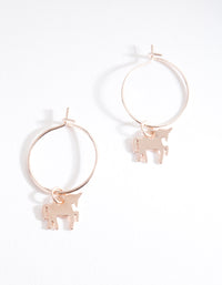 Rose Gold Unicorn Charm Hoop Earrings - link has visual effect only