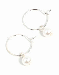 Silver Pearl Hoop Earrings - link has visual effect only