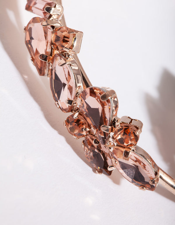 Rose Gold Shard Stone Hoop Earrings