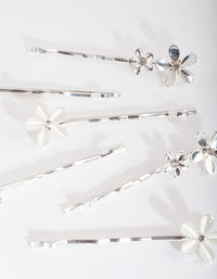 Silver Floral Stone Hair Clip Pack - link has visual effect only