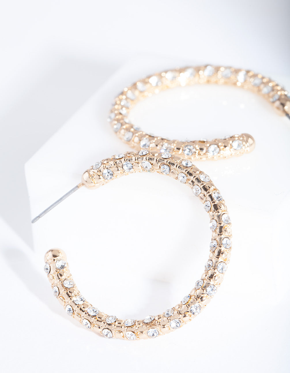 Gold Textured Classic Hoop Earrings
