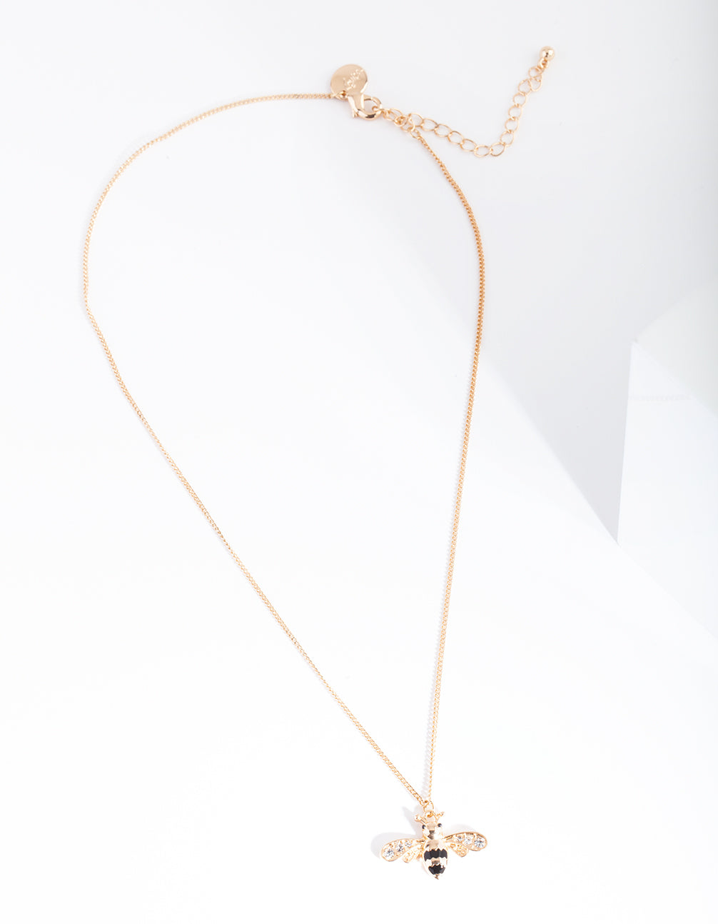 Gold Black Diamante Bee Necklace