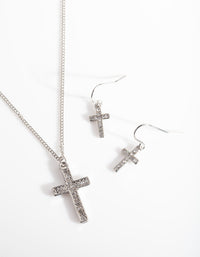 Silver Diamante Cross Necklace - link has visual effect only