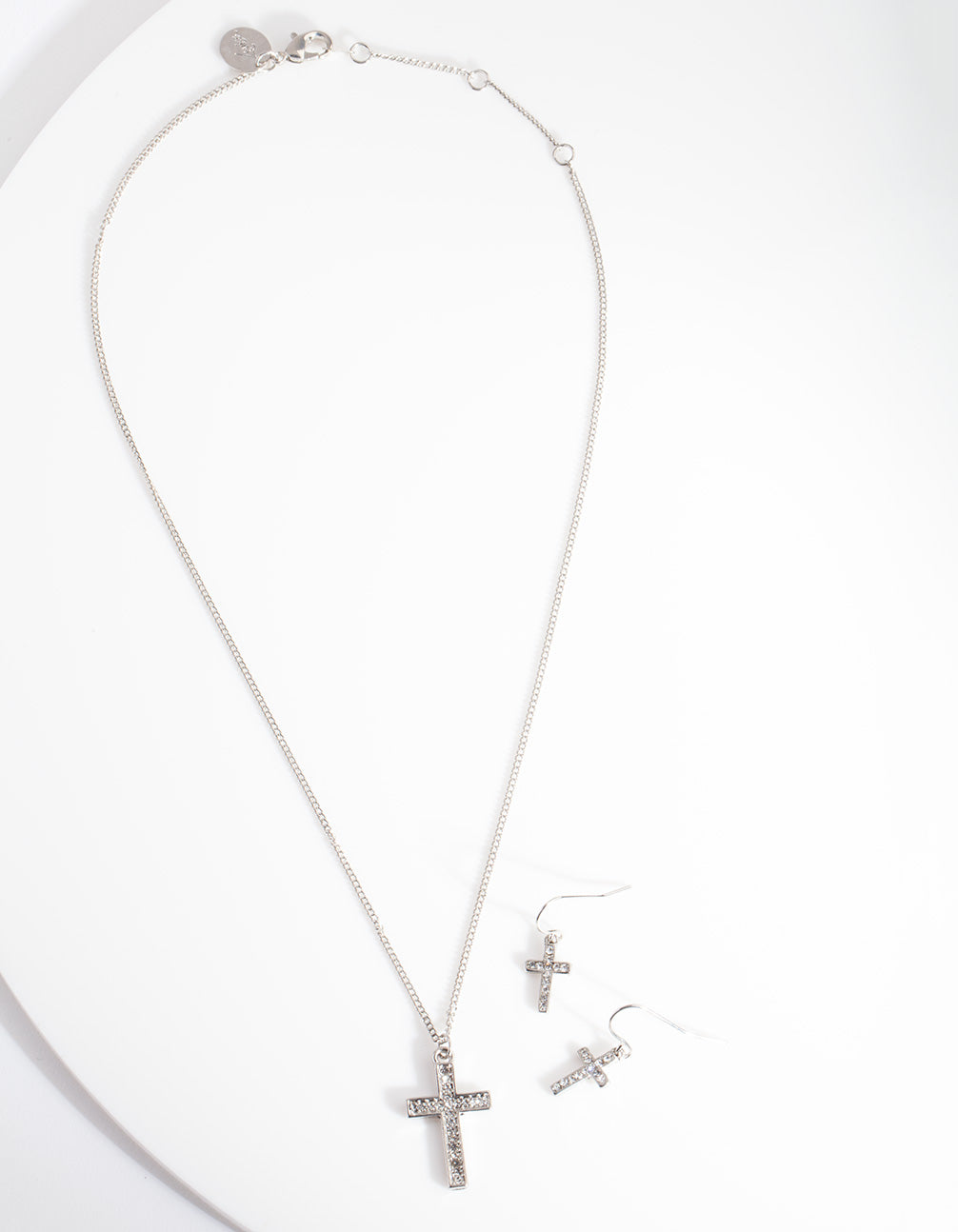Silver Diamante Cross Necklace