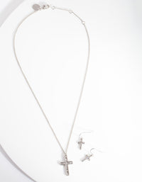 Silver Diamante Cross Necklace - link has visual effect only