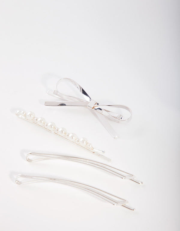 Mix & Match Pearl & Bow Clip 4-Pack