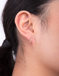 Gold Plated Sterling Silver Mini Cubic Zirconia Open Hoop Earrings - link has visual effect only