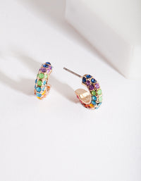 Rainbow Diamante Huggie Earrings - link has visual effect only