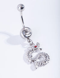 Silver Surgical Steel Diamante & Dragon Belly Bar - link has visual effect only