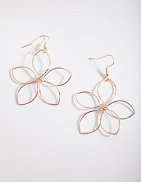 Rose Gold Wire Open Flower Drop Earrings - link has visual effect only