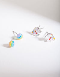 Rainbow Unicorn Earrings Set - link has visual effect only