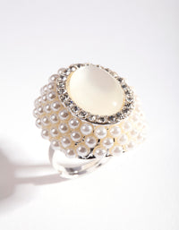Silver Pearl Cateye Ring - link has visual effect only