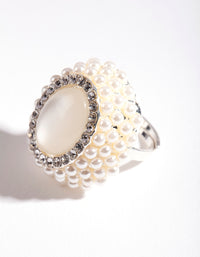 Silver Pearl Cateye Ring - link has visual effect only