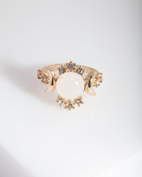 Gold Synthetic Opal Moon Diamante Ring - link has visual effect only