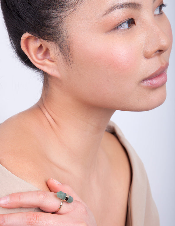 Gold Jade Semi-Precious Shard Ring