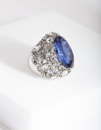 Silver Large Mix Diamante Ring - link has visual effect only